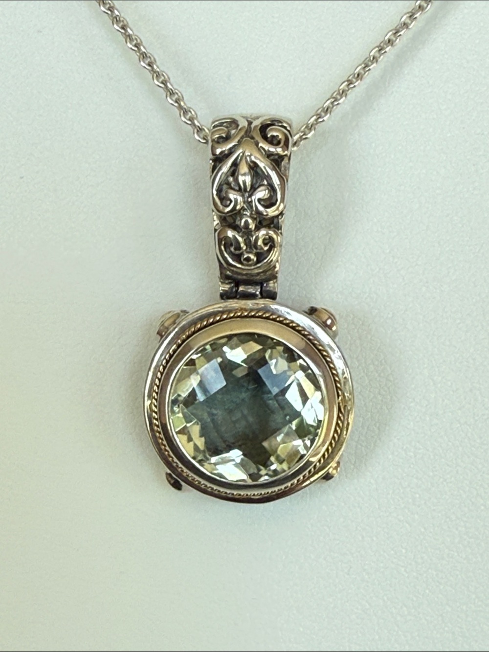 EFFY Sterling Silver & 18K Gold Green Amethyst Pendant